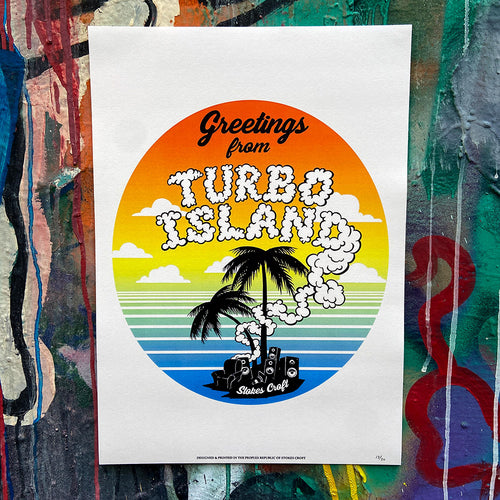 Greetings from Turbo Island A3 Print