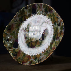 Vintage Plates with Golden Words
