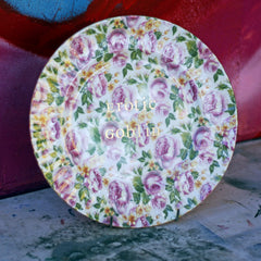 Vintage Plates with Golden Words