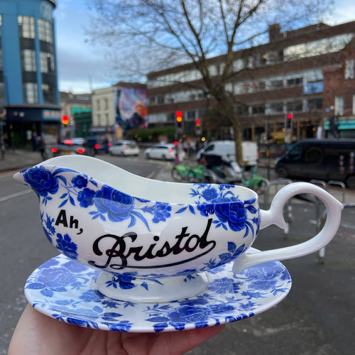 "Ah Bristol" Blue Rose Gravy Boat