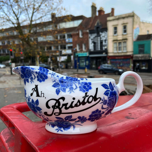 "Ah Bristol" Blue Rose Gravy Boat