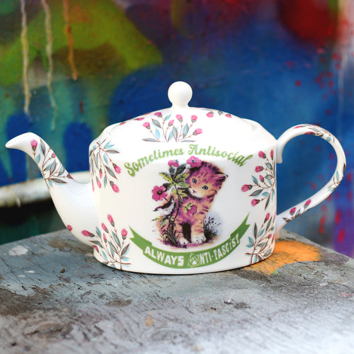 Sometimes Antisocial Always Anti-Fascist Teapot