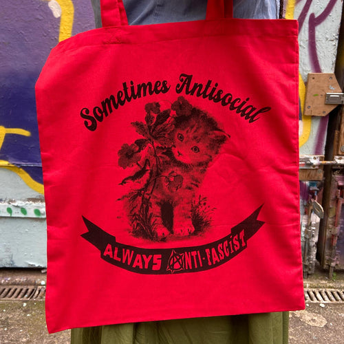 Sometimes Antisocial, Always Anti-fascist Tote Bag