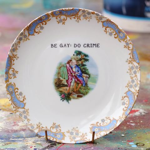 Be Gay Do Crime Coupe Plate - Blue and Yellow with Blue Trim