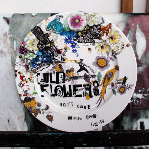 Wild Flowers Don't Care Where They Grow Large Plate