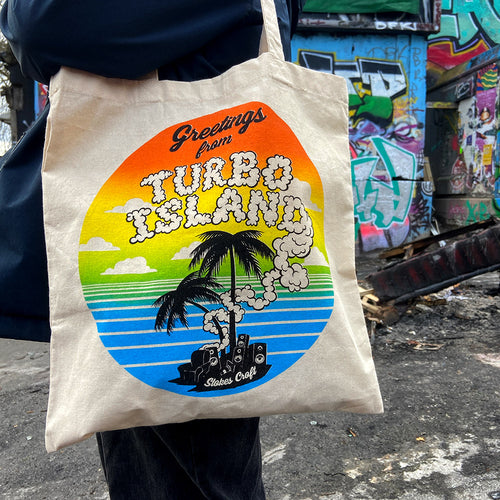 Greetings from Turbo Island Tote Bag