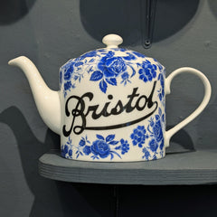 BIG Bristol Scroll Blue Rose Teapot